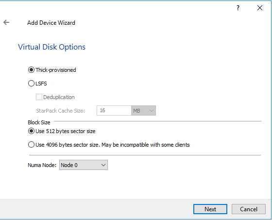 Virtual Disk Options