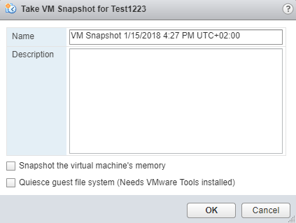 Creating Snapshots themselves - VMware Tools installed