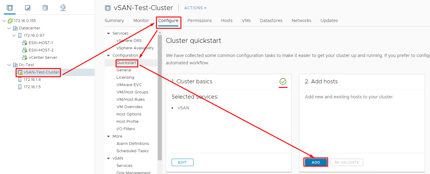 Add hosts to the cluster