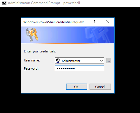 Enter the credentials and connect to the remote PowerShell session