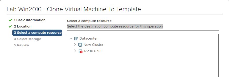 Select the destination compute resource