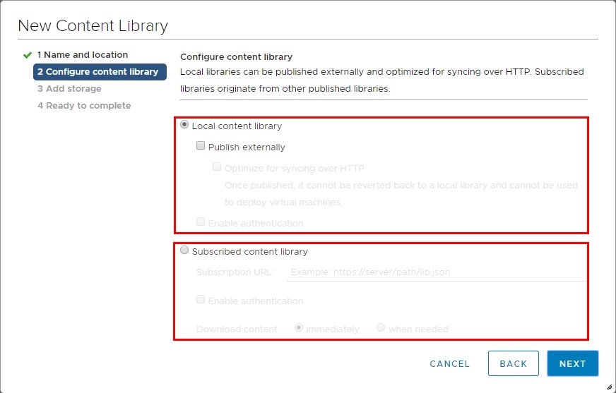 Configure content library