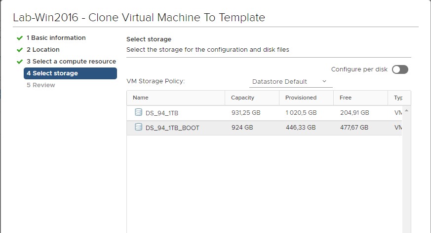 Select the storage for temp files