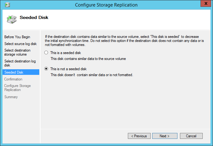Configure Storage Replication Seeded disk