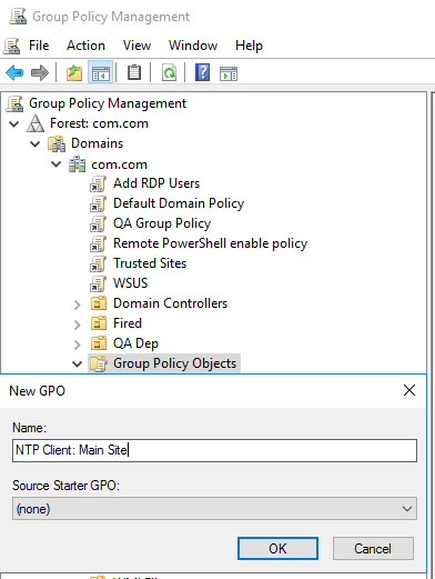 Group Policy Management - Group Policy Objects - New GPO