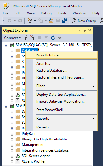 Create a new database.