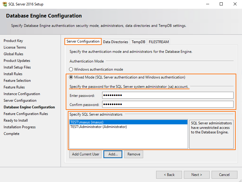 Specify the authentication security mode