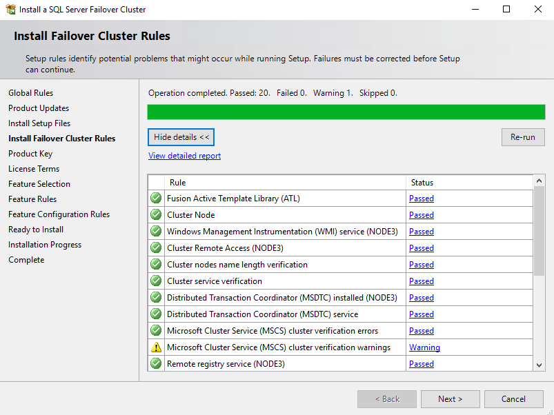 Install failover cluster rules