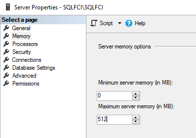 Reduce the maximum server memory to 512MB