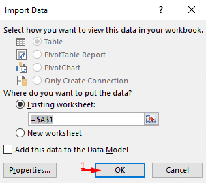 Choose where do you want to put the data