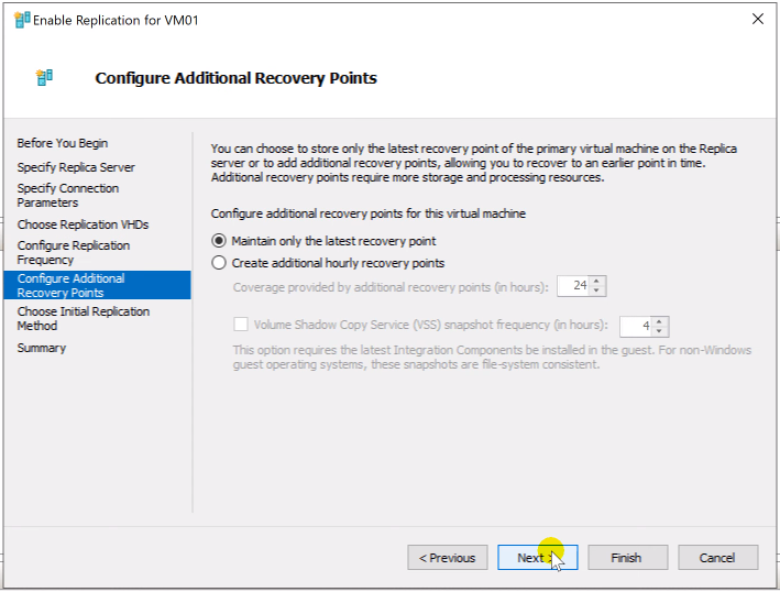 Configure Additional Recovery Points
