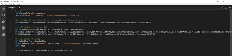 Dockerfile Visual Studio Code