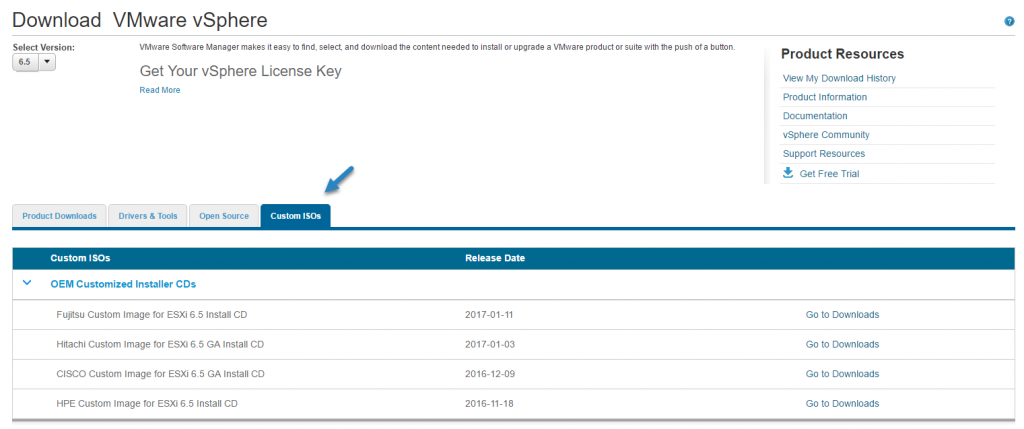 Download Customized ESXi 6.5 Image