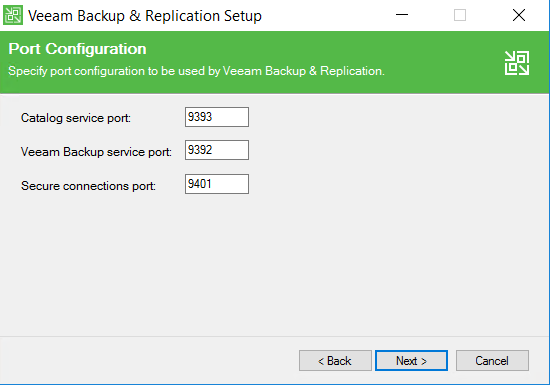 Veeam Backup and Replication setup Port Configuration