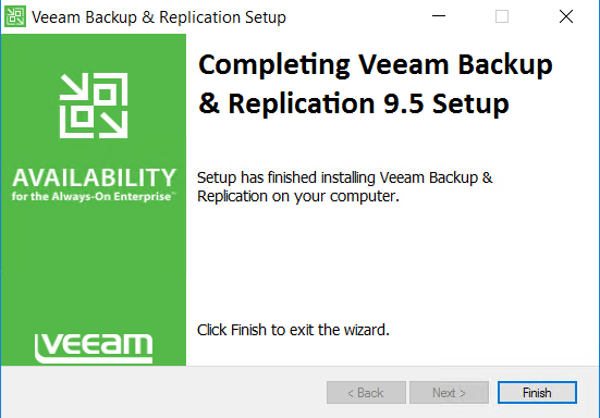 Completing Veeam Backup and Replication 9.5 setup view