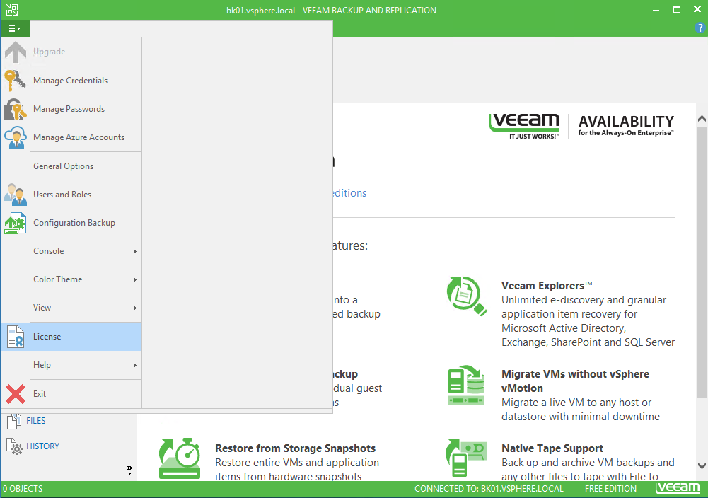 Veeam Backup & Replication 9.5 license installation