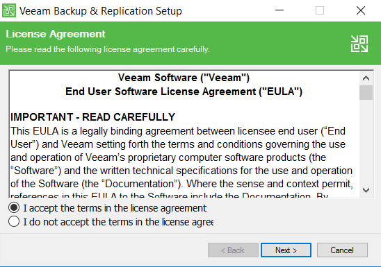 Veeam Backup and Replication license agreement