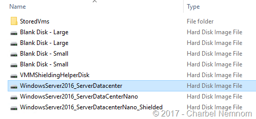 Windows Server 2016 Datacenter image (VHDX) in the VMM Library VHDs folder