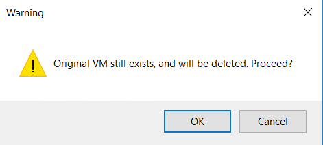 Veeam deleting VM warning