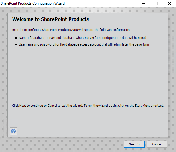 SharePoint Products Configuration Wizard