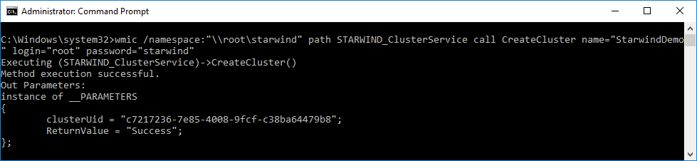 StarWind cluster service command