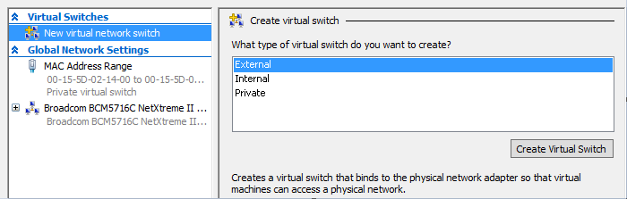 Creating the virtual switch