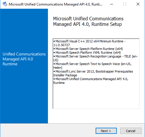 Microsoft Unified Communications Managed API 4.0 Runtime