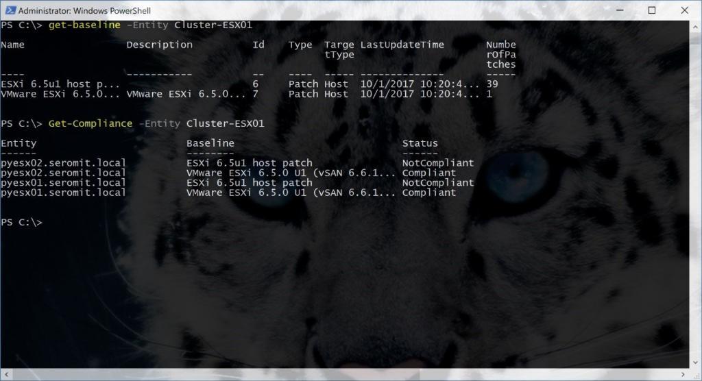Update a cluster from a baseline via PowerCLI