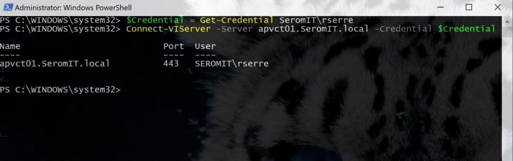 Connect to VMware vCenter via PowerCLI
