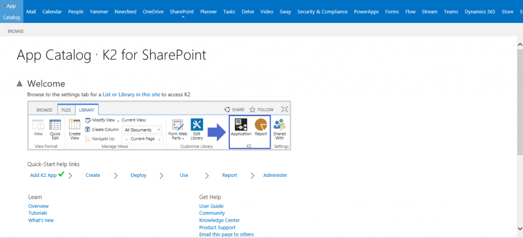 SharePoint app settings page