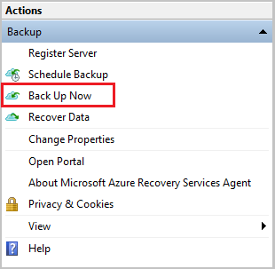 backup in Recovery Services agent
