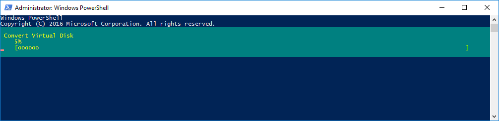 convertthe VHD disk - PowerShell console - Administrator