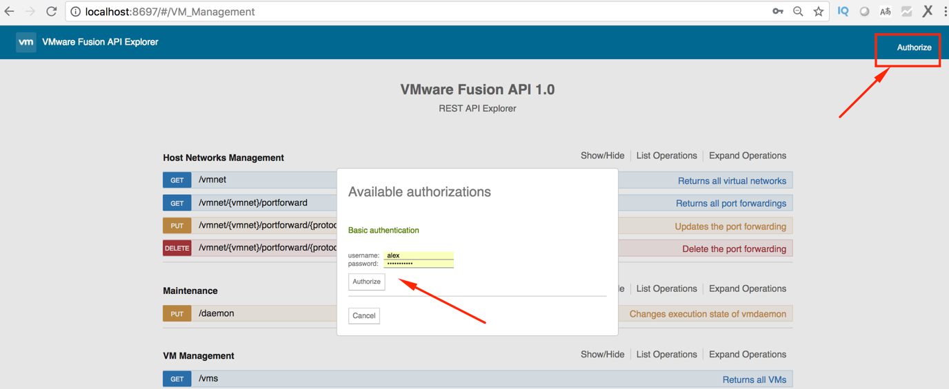 VMware Fusion API 1.0 - Available authorizations