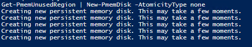 We then create PMEM disk from the other 6 unused regions 