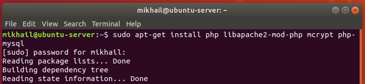  install PHP by typing in sudo apt-get install php