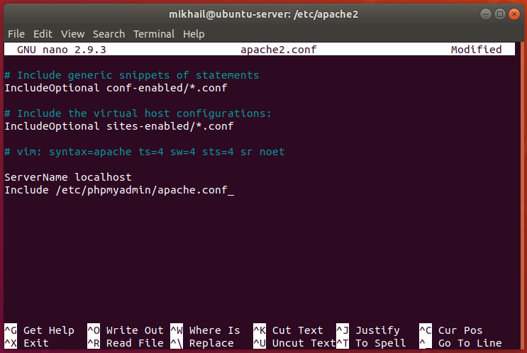 restart Apache using sudo systemctl restart apache2 command