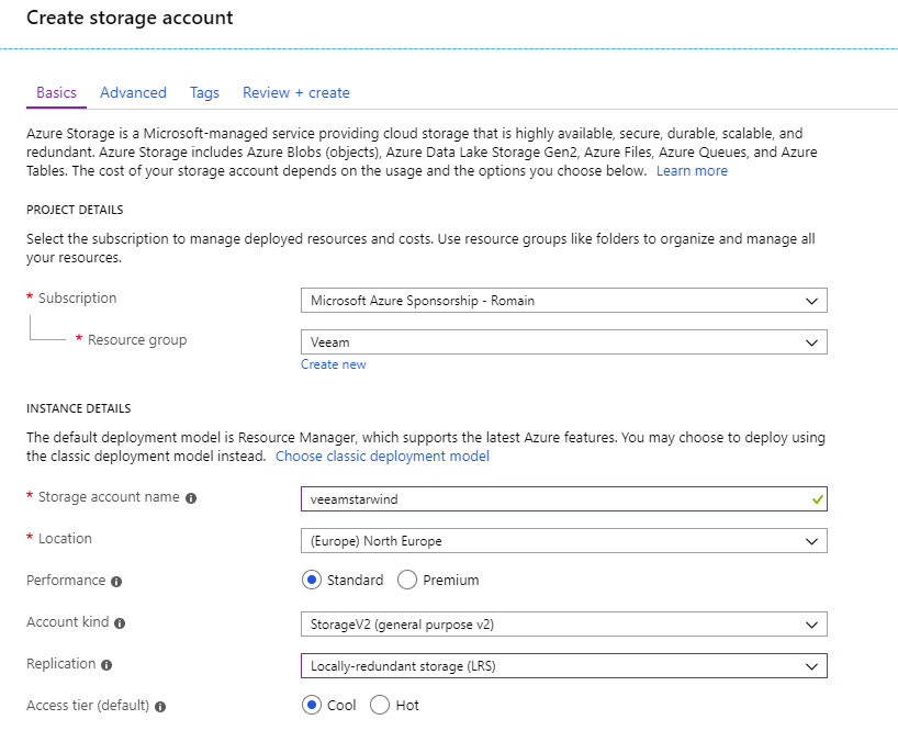 Create a Storage Account in Microsoft Azure