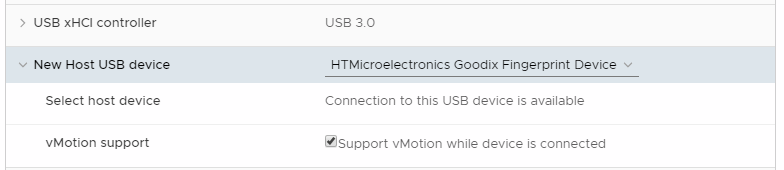 Adding the USB device is very easy