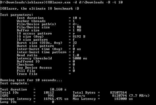 IOBlazer testing capabilities