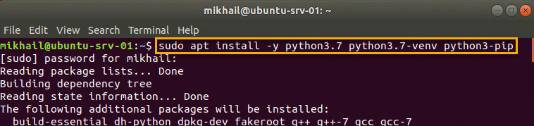 Installing required Python3.7 dependencies