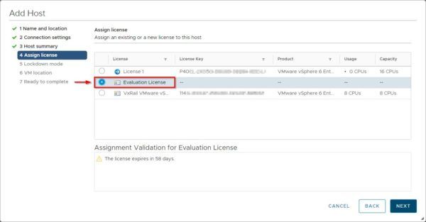 Assign an existing or the Evaluation license