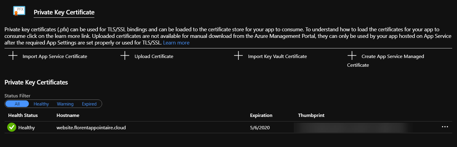 Domain certificate has been created