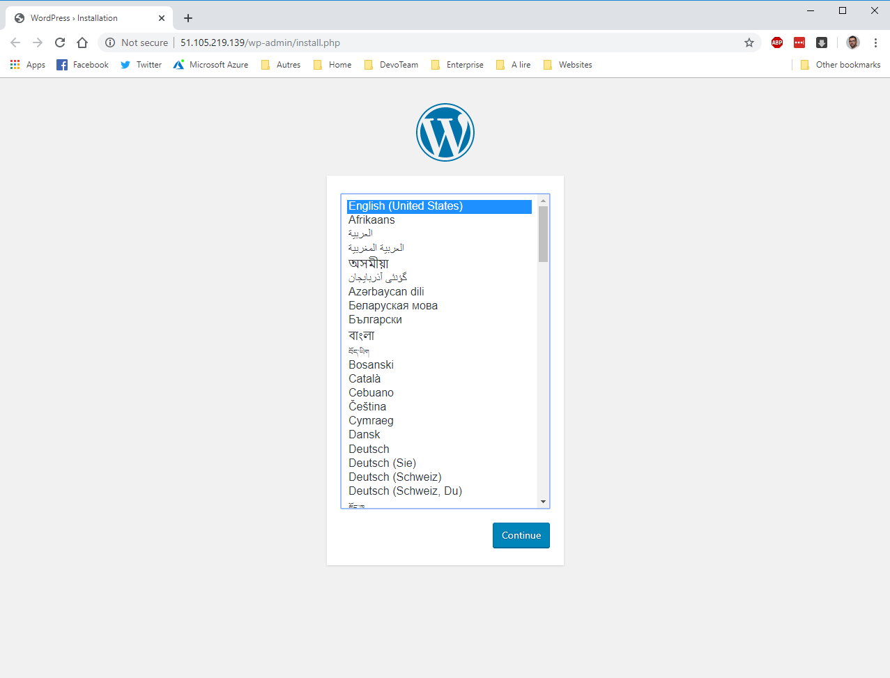 Wordpress installation