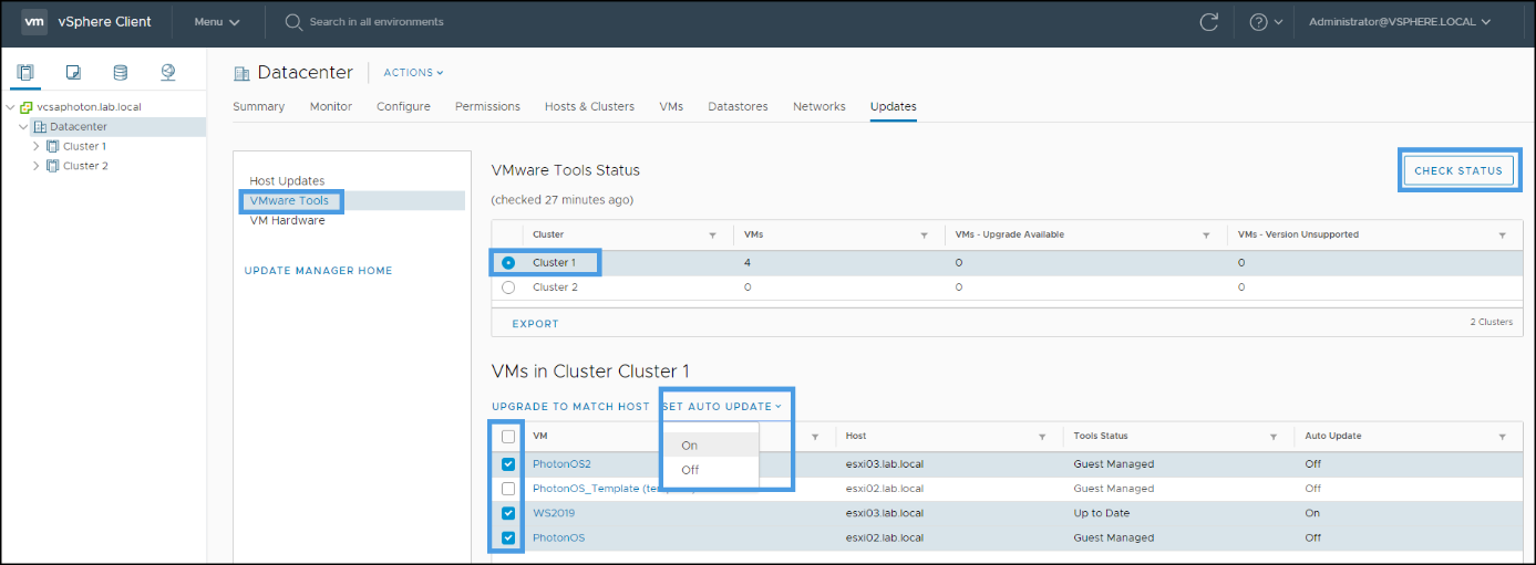 VM Tools Update via vSphere Update Manager