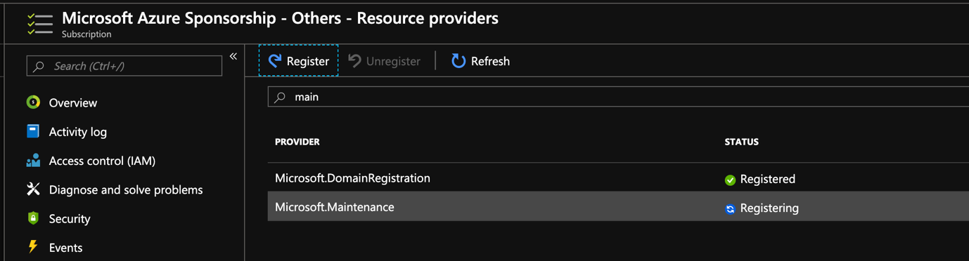 Microsoft.Maintenance resource provider