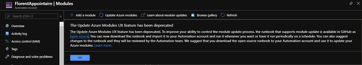 Update Azure modules 