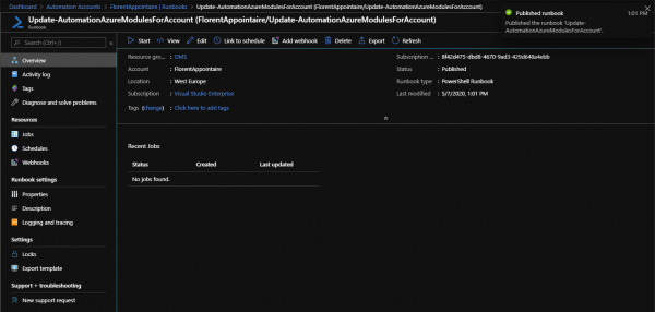 Update your Azure Automation Modules
