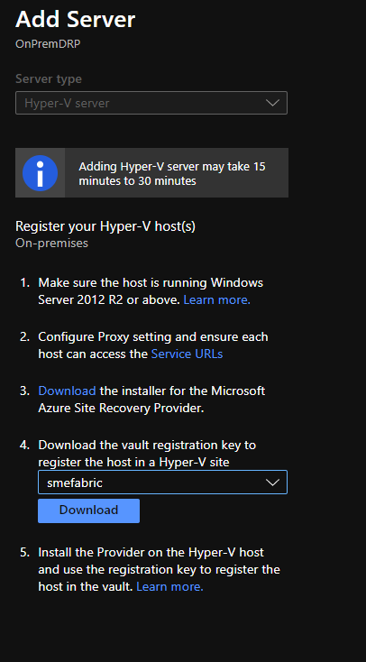 Adding Hyper-V server
