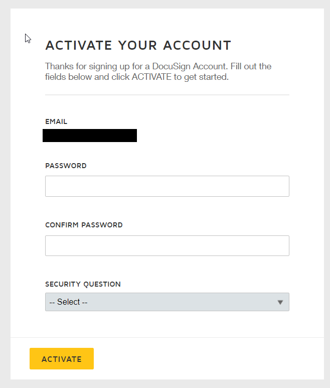 DocuSign Account Activation Form