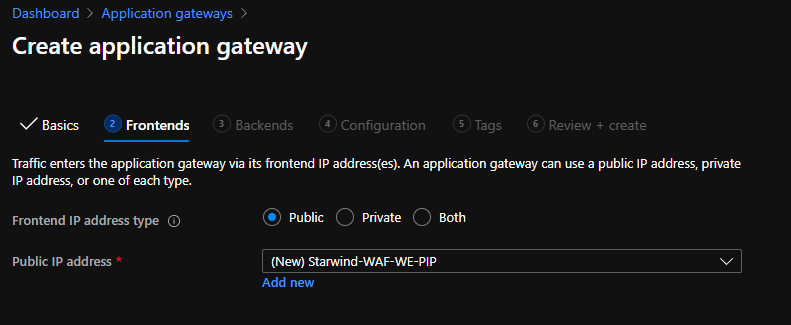Create a public IP for this WAF